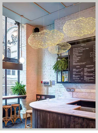 Lámpara Colgante Industrial Nube de Malla Hierro para Restaurantes - Image 12
