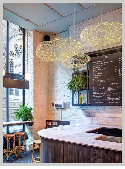 Lámpara Colgante Industrial Nube de Malla Hierro para Restaurantes - Image 12