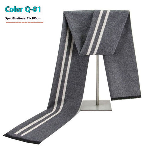 Bufanda Ejecutiva de Cachemira Rayada para Hombre Invierno - Image 6