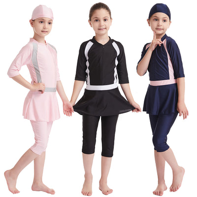 Traje de Baño Infantil Clásico de Color Sólido