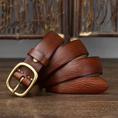 Cinturón de Cuero Genuino con Hebilla Vintage de Cobre Artesanal - Image 10