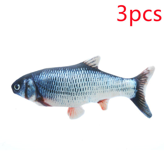 Three plush simulation fish cat toys with realistic blue and black scale patterns and black fins. - Image 9