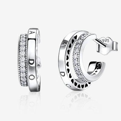 Aretes de Circonia Doble Anillo Efecto Hielo para Mujer - Image 7