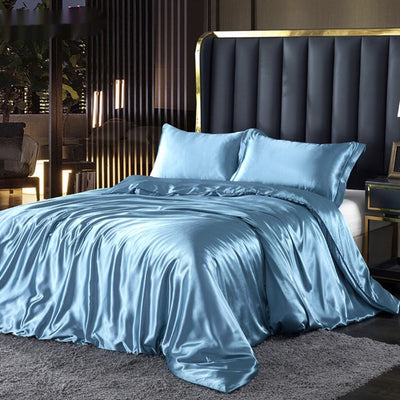 Juego de Cama Satén Doble Faz - Funda Nórdica y Sábanas de Seda Artificial Premium