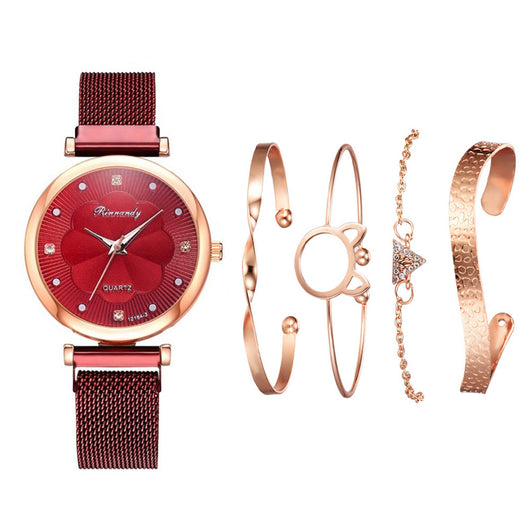 Set de Reloj para Dama con Correa de Malla de Aleación y Brazalete - Image 25