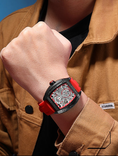 Reloj Mecánico Estilo Barril de Vino con Correa de Silicona - Image 12