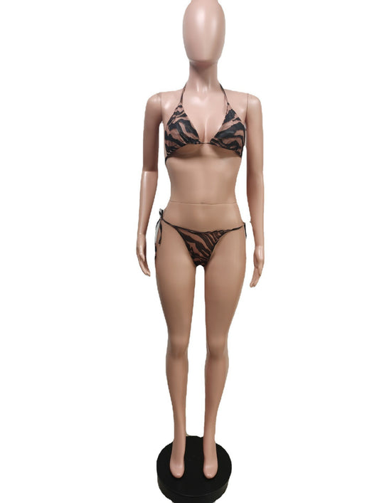 Traje de Baño de Tres Piezas con Estampa de Malla - Image 14