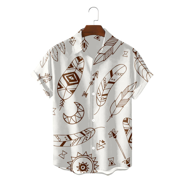 Camisa Suelta de Plumas para Hombre - Estilo Vacaciones Playa