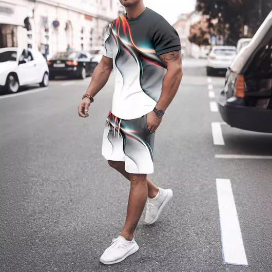 Conjunto de Pantalones Cortos y Camiseta Casual Estampada para Hombre - Image 14