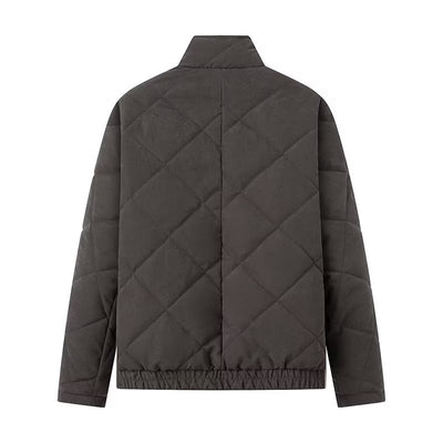 Abrigo Acolchado de Algodón con Cuello Alzado y Diseño Rombo Europeo - Image 24