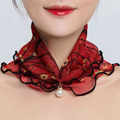 Pañuelo de Seda Decorativo Estampado con Encaje - Accesorio Elegante Versátil - Image 8