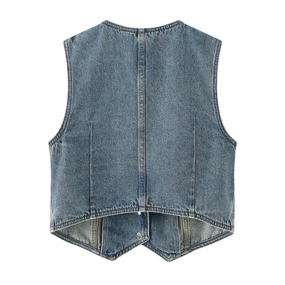 Abrigo Corto Casual para Mujer con Cuello en V y Botón Simple - Image 4