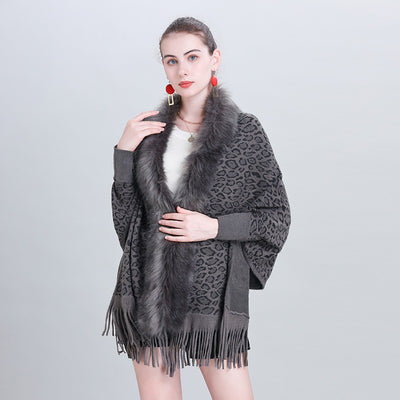 Chal Tejido con Cuello de Pelaje Sintético para Otoño e Invierno - Image 5