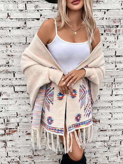 Rebozo Étnico Geométrico Pop con Borlas Artesanales - Image 15