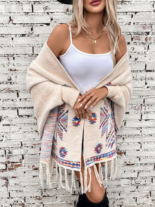 Rebozo Étnico Geométrico Pop con Borlas Artesanales - Image 15