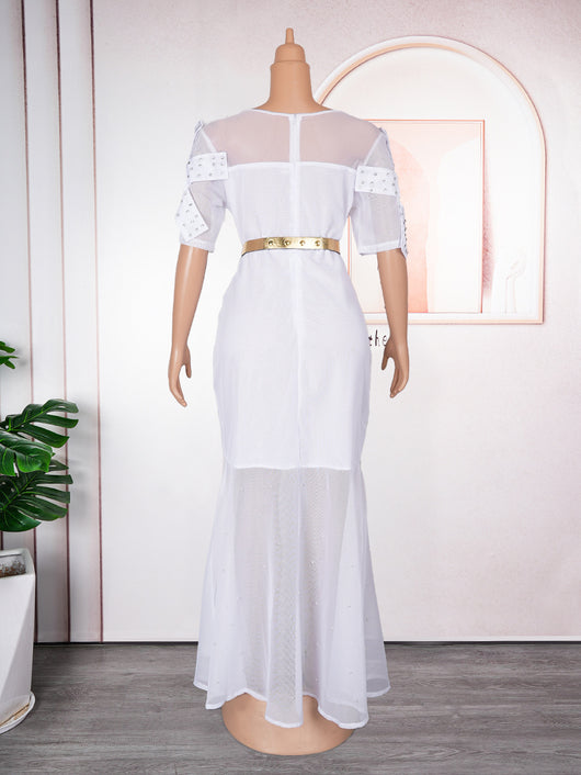 Vestido de Noche Fiesta Lujo Diamantes Bordados Cola Sirena - Image 14