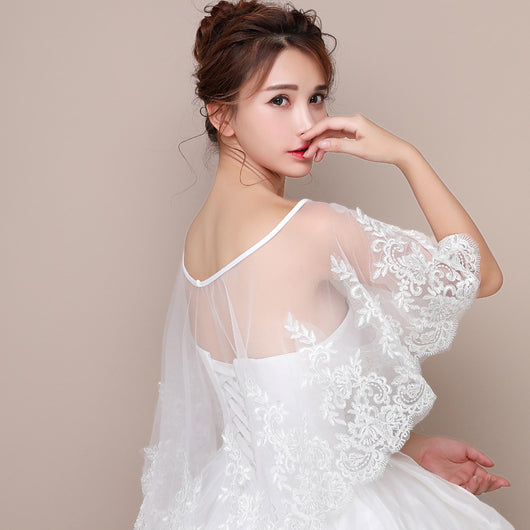 Vestido de Novia Elegante con Chal de Encaje - Cobertura Discreta y Sofisticada - Image 10