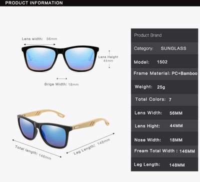 Gafas de Sol Bambú Cuadradas Coloridas para Hombre y Mujer - Image 10