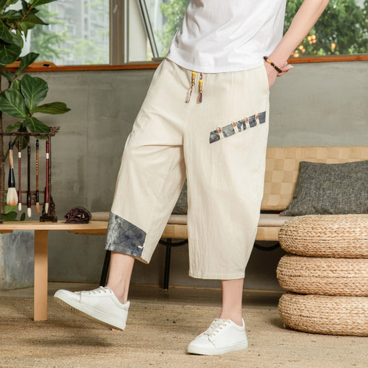 Pantalones Cortos de Lino Casual para Hombre - Cintura Media sin Estiramiento - Image 8