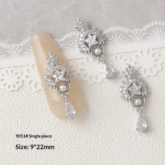 Accesorios de Decoración de Uñas con Moño de Circón Plateado - Image 7