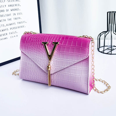 Bolso Cuadrado Pequeño con Cadena de Borlas y Degradado de Colores - Image 4
