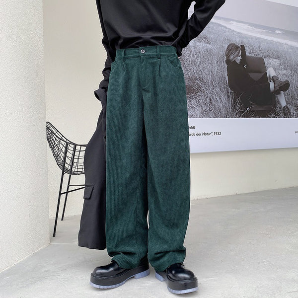 Pantalones de Pana Vintage Cintura Alta para Hombre - Corte Recto Amplio - Image 3