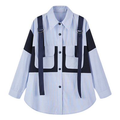 Camisa de Moda con Ribetes en Contraste Azul - Image 2