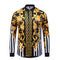 Camisa Elegante de Manga Larga con Estampado Floral Dorado Estilo Europeo