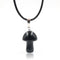 Natural Crystal Mini Pequeño Mushroom Pendant Necklace Negro Onyx