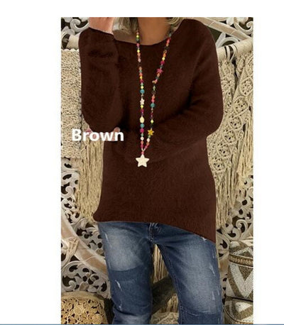 Suéter Holgado de Manga Larga Liso para Mujer - Otoño e Invierno - Image 8