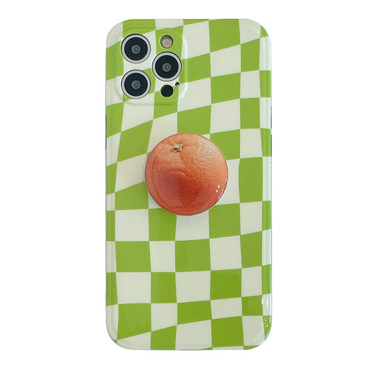 Funda Silicona para Teléfono Cuadrícula Naranja Verde Minimalista - Image 19