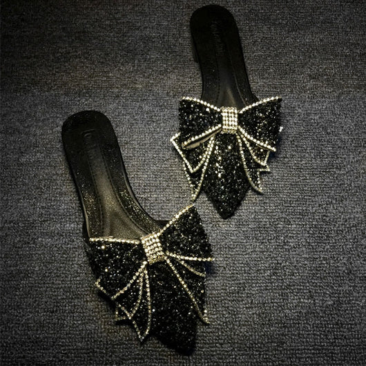 Pantuflas Elegantes para Mujer con Moño y Cristales Brillantes - Image 13