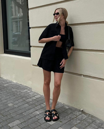 Blusa Corta con Cuello de Solapa y Detalles Calados para Mujer - Image 26