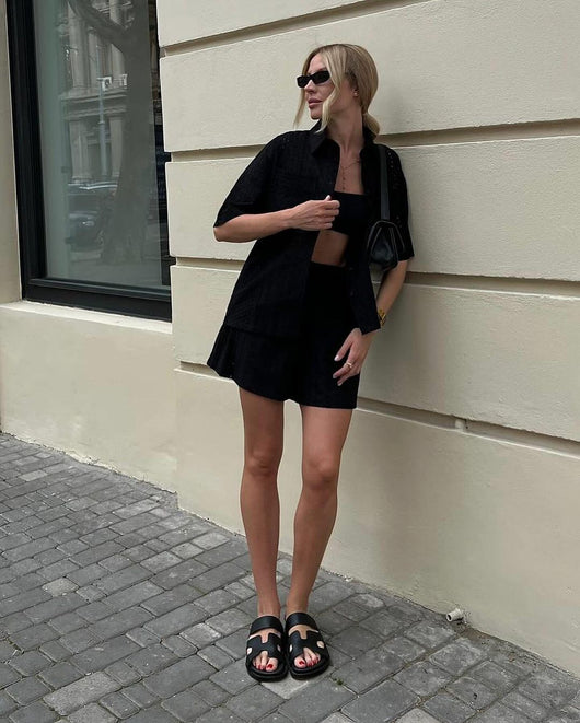 Blusa Corta con Cuello de Solapa y Detalles Calados para Mujer - Image 26