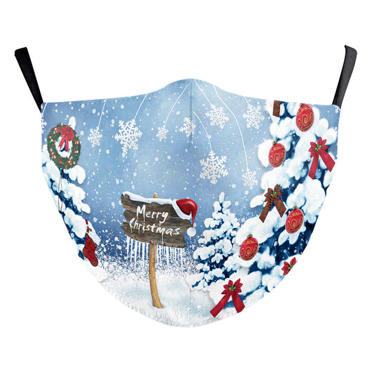 Light blue Christmas dust mask with a cartoon cool Santa Claus wearing sunglasses and gold rings, pointing forward. - Image 20