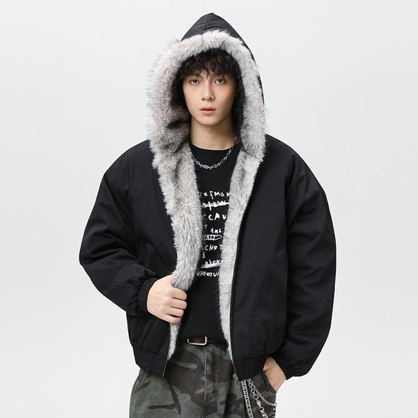 Chaqueta Acolchada de Algodón con Cuello de Forro Polar Retro para Hombre