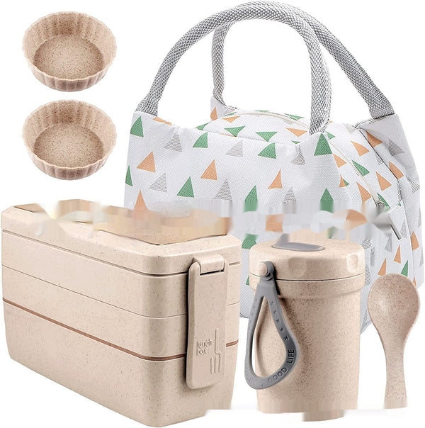 Set Completo de Lonchera Térmica Japonesa 8 Piezas con Bolsa Aislante y Recipientes para Sopa
