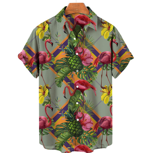 Camisa Hawaiana Tropical con Impresión 3D Digital de Animales de Selva para Hombre - Image 13