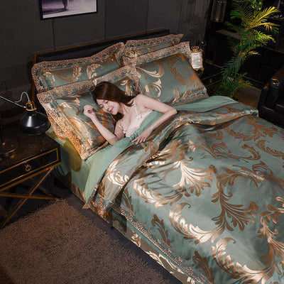 Juego de Cama Satinado Jacquard 4 Piezas Estilo Influencer - Image 2