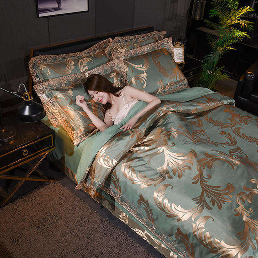 Juego de Cama Satinado Jacquard 4 Piezas Estilo Influencer - Image 2