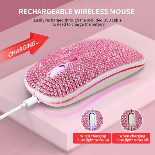 Ratón Inalámbrico Recargable Silencioso con Cristales Brillantes - Image 2