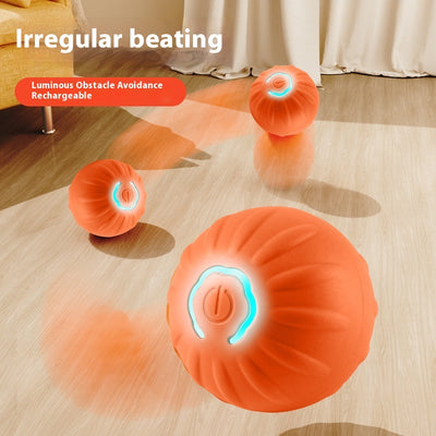 Orange pet jumping ball toy with a glowing blue power button, made from TPR material for dogs. - Image 4