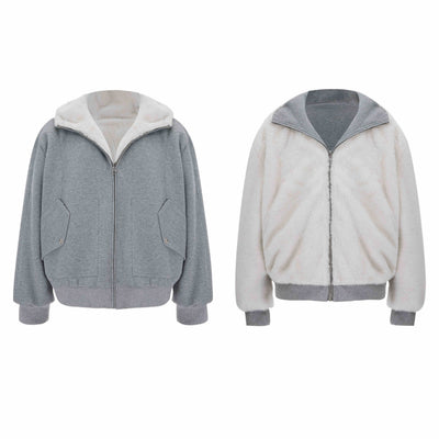 Suéter Hoodie Reversible de Algodón para Parejas - Abrigo de Montaña - Image 4