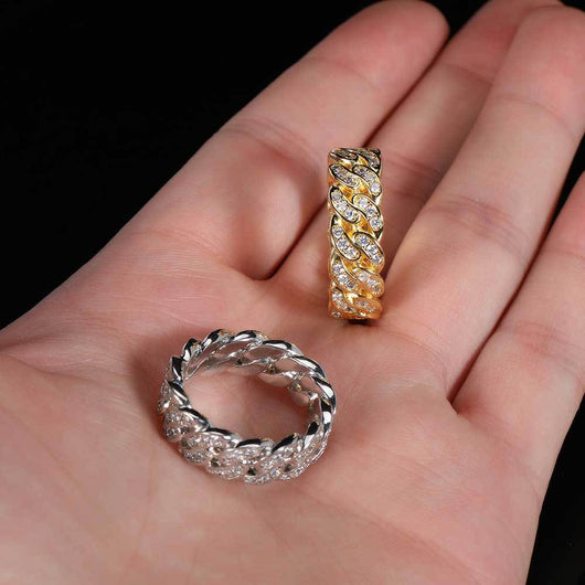 Anillo Cubano de Circonia Cúbica para Hombre con Eslabones de Una Fila - Image 14