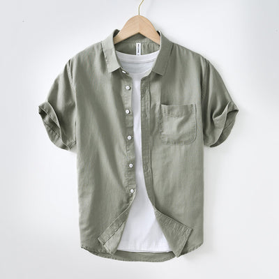 Camisa Casual de Algodón y Lino para Hombre con Cuello Cuadrado - Image 7