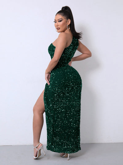 Vestido de Fiesta Asimétrico con Lentejuelas y Abertura Elegante - Image 19