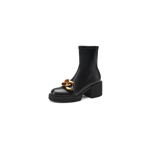 Botas Altas de Tacón Grueso con Hebilla Metálica y Punta Redonda - Image 8