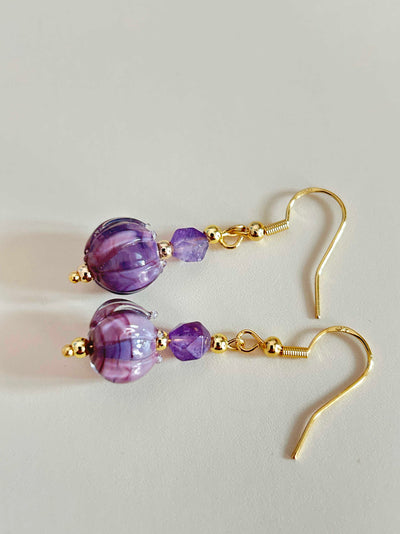 Aretes de Amatista Natural Púrpura Nine Fire - Image 6