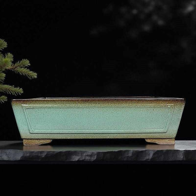 Maceta Rectangular Grande de Piedra Púrpura - Diseño Elegante para Interiores