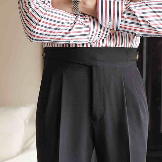 Pantalones Neapolitanos de Corte Recto Cintura Alta para Hombre - Image 9